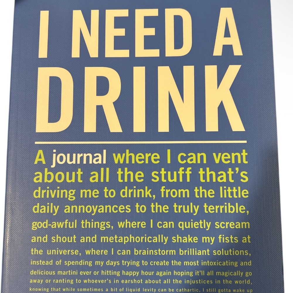 Knock Knock Navy & Yellow "I Need A Drink" Journal